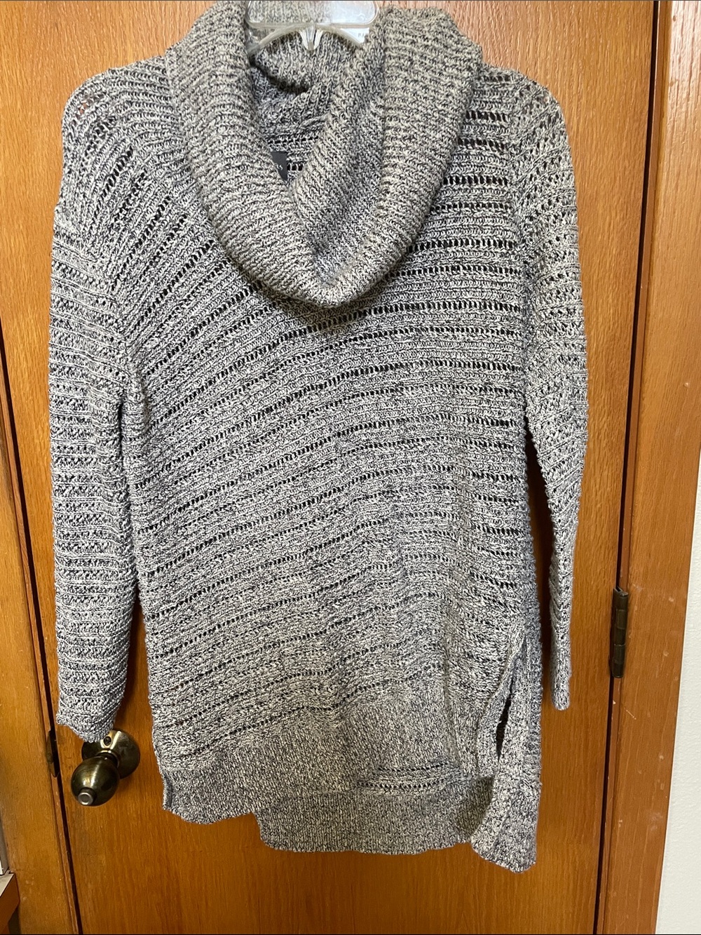 Michael Stars Gray Open-Knit Cowl Neck Sweater